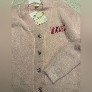 Wicked Women’s Small Cardiganx Katie Kime Light Pink Cardigan, Size S NWT Glinda